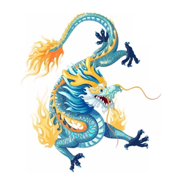威武的蓝色中国龙传统神兽青龙神龙png图片免抠素材