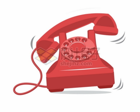 红色的卡通复古老式电话机550164png矢量图片素材