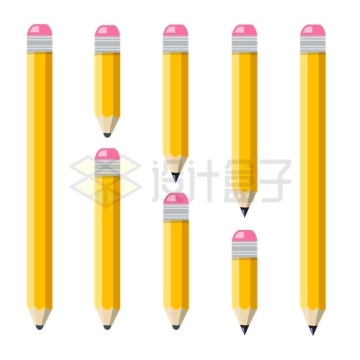 各种长度的黄色卡通铅笔1432651矢量图片免抠素材
