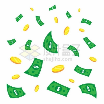 飘落的金币雨和美元钞票556176png图片素材