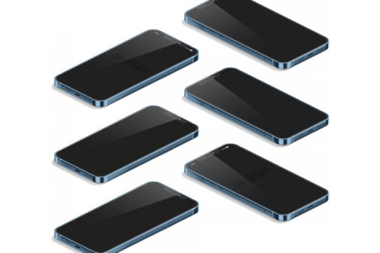 排列整齐的一堆蓝色苹果iPhone12手机屏幕显示样机3928082图片素材