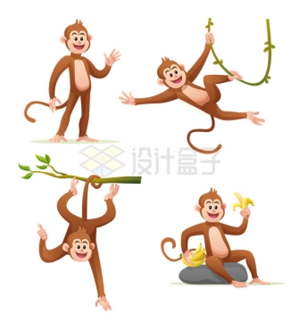 4款卡通小猴子6874522矢量图片免抠素材