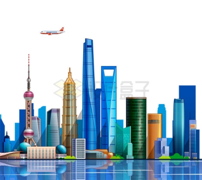 上海市中心高楼大厦建筑群城市地平线5289335矢量图片免抠素材