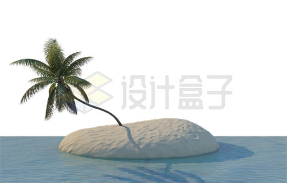 砂质珊瑚岛上的一棵椰子树小岛风景4186621PSD免抠图片素材