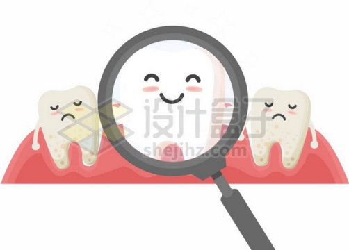 放大镜看到的可爱卡通牙齿洗牙服务526628矢量图片免抠素材