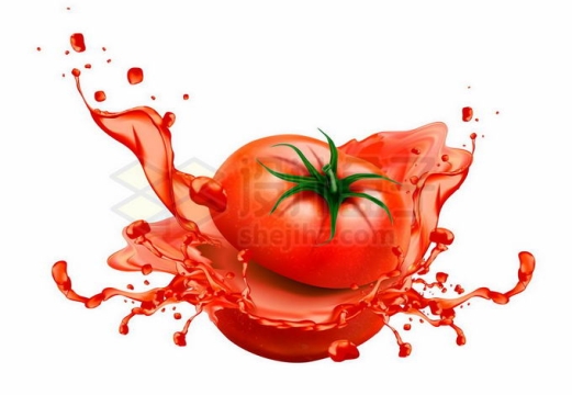 切开的西红柿和番茄汁效果红色液体效果2562519矢量图片免抠素材