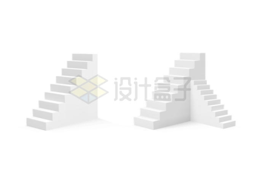 2款3D立体风格白色台阶楼梯1876223矢量图片免抠素材