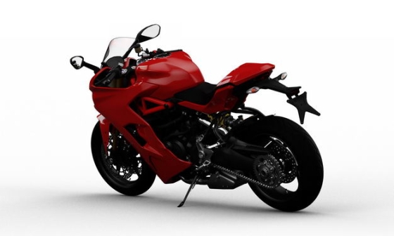 支撑起来的红色运动摩托车左后方视角5144177PSD图片素材