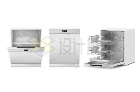 3个不同状态的洗碗机厨房家电1891483矢量图片免抠素材