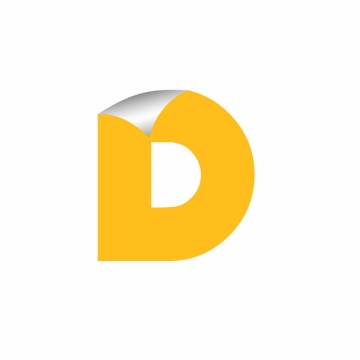 3D立体翘边贴纸黄色大写字母D字体logo设计448584EPS免抠图片素材