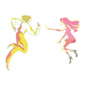 卡通情侣跳舞手绘插画png图片素材