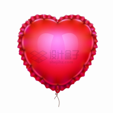 红色心形气球褶皱边缘情人节png图片素材