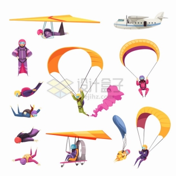 滑翔伞降落伞高空跳伞滑翔机飞机等极限运动png图片素材