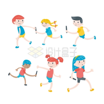 卡通小朋友接力赛比赛奔跑中儿童插画9100641eps矢量图片免抠素材