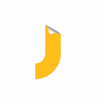 3D立体翘边贴纸黄色大写字母J字体logo设计177329EPS免抠图片素材