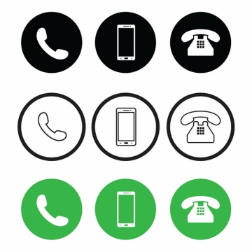 黑色白色绿色电话手机621349等矢量图标图片素材