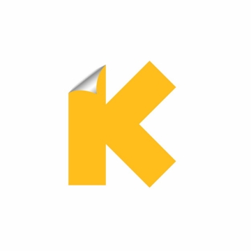 3D立体翘边贴纸黄色大写字母K字体logo设计546739EPS免抠图片素材