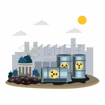 城市垃圾和核废料造成的环境污染插画2927069向量图片素材