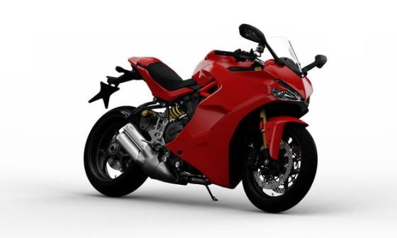 支撑起来的红色运动摩托车右前方视角3022356PSD图片素材