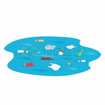 蓝色水面上漂浮的塑料垃圾海洋水体环境污染插画2728963向量图片素材