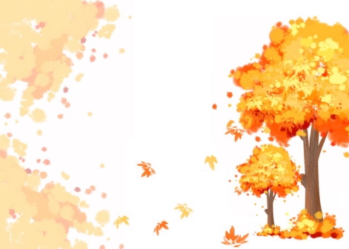 秋天里变红变黄的大树也飞舞的落叶210921png图片素材