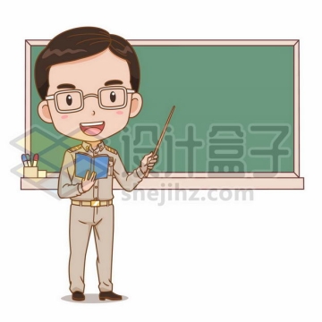卡通男老师在黑板前讲课卡通教师形象5478094png图片免抠素材