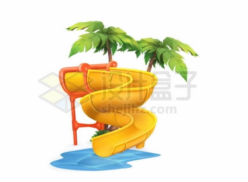 卡通风格黄色水上滑滑梯6334107矢量图片免抠素材免费下载