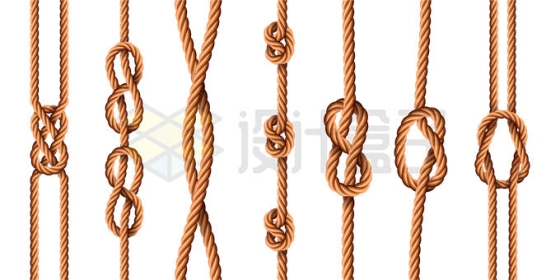 各种打结方法的绳子麻绳草绳8198303矢量图片免抠素材