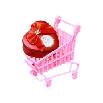 粉色卡通超市小推车上的红心礼物盒情人节礼物3199483png图片免抠素材