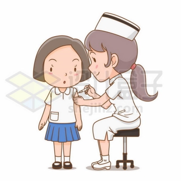 卡通女医生护士正在给小女孩打针注射疫苗6434622矢量图片免抠素材免费下载