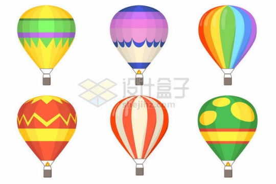 6款彩色图案的卡通热气球7592665矢量图片免抠素材