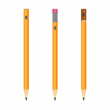 细长的橙色2H/HB/2B铅笔png图片免抠矢量素材
