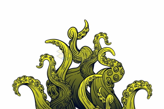 漫画风格绿色的章鱼爪子png图片免抠矢量素材