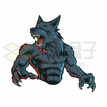 凶狠的狼人长大了嘴巴伸出利爪卡通游戏人物3435976矢量图片免抠素材免费下载