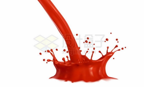 倾倒的番茄酱西红柿汁红色液体效果6465986矢量图片免抠素材