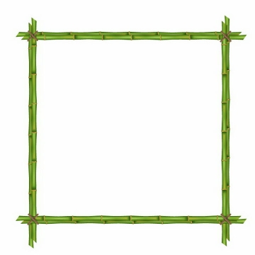 创意绿色竹子竹竿组成的方框边框免抠png图片矢量图素材