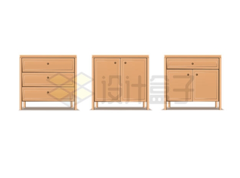 3款不同规格的柜子木质家具5332553矢量图片免抠素材