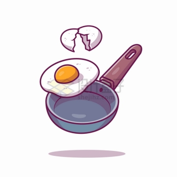 超可爱卡通平底锅煎鸡蛋png图片素材