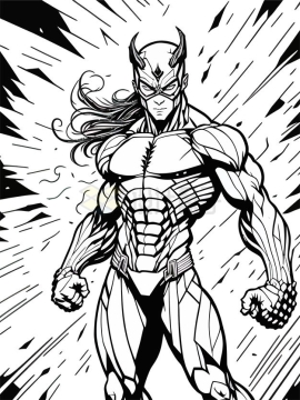 黑白画手绘风格超级英雄漫画人物3985441矢量图片免抠素材