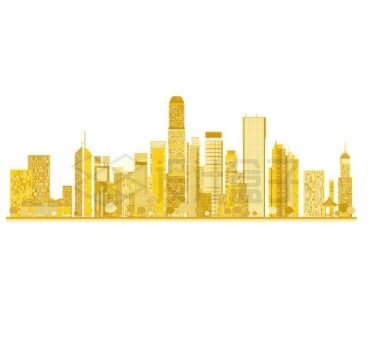金色香港城市地平线建筑群9736375矢量图片免抠素材