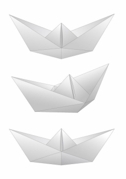3款灰白色折纸船png图片免抠矢量素材