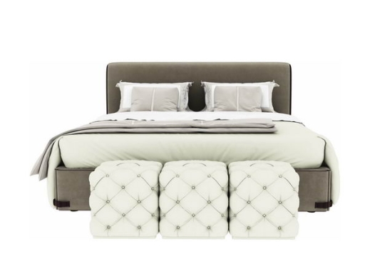 淡绿色床单的大床和床头凳子卧室装修家具1966268免抠图片素材