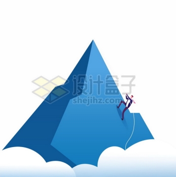 蓝色高山和攀爬登山的商务人士101366png图片素材