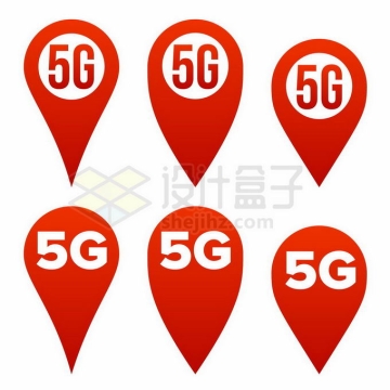 6款红色5G信号定位图标8263629矢量图片免抠素材免费下载