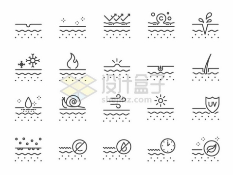  20 types of skin care and protection line icons 4081356 vector image free material
