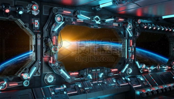 科幻风格未来太空飞船舷窗宇宙外景显示效果样机7723281图片免抠素材