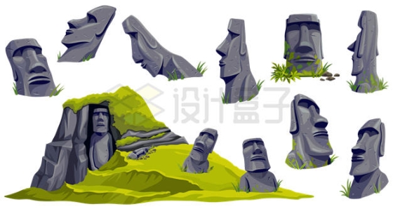 各种复活节岛上的雕像5228370矢量图片免抠素材