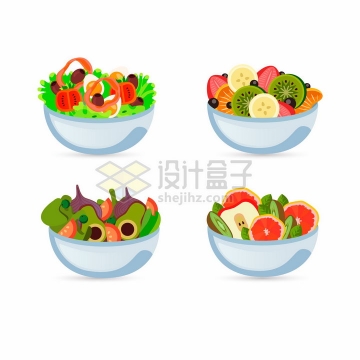 4款水果蔬菜混合拼盘美味美食png图片免抠矢量素材