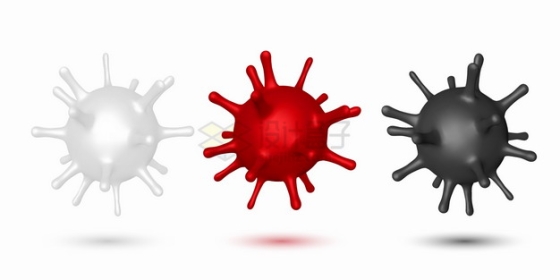 白色红色黑色3D立体新型冠状病毒png图片素材