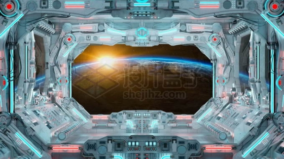 科幻风格未来太空飞船舷窗宇宙外景显示效果样机9020331图片免抠素材